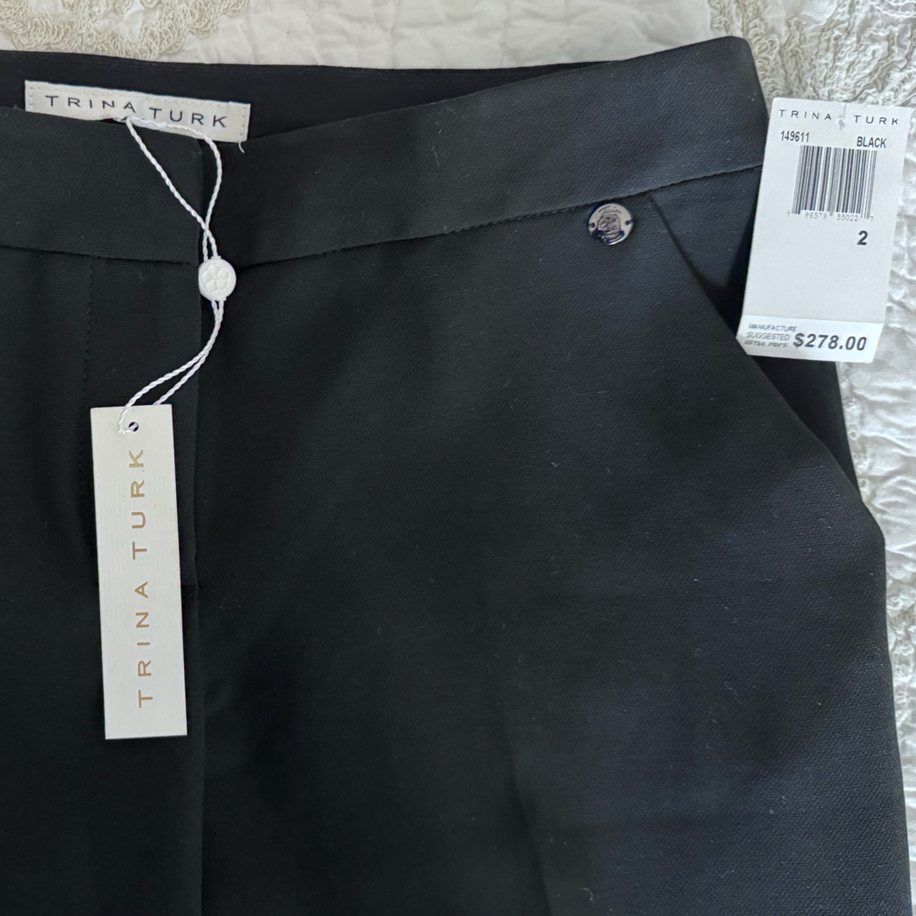 Nwt Trina Turk Loose Fit Ankle Black Dress Pant Size 2